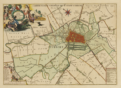 216023 Kaart van het grondgebied van de stadsvrijheid van Utrecht met directe omgeving; met weergave van het ...